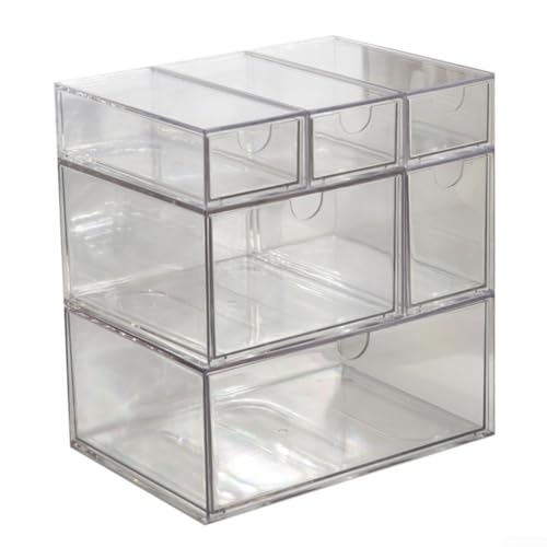 Jonikuper Große stapelbare Aufbewahrungsschubladen, transparente Acryl-Schublade mit Griffen, einfach zu montieren, geeignet für Badezimmer, Waschbecken (E) von Jonikuper