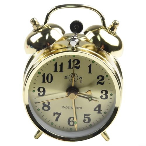 Jonikuper Metallwecker zum Aufziehen, traditionelle mechanische Tischuhr, Doppelglocken-Design, Retro-Stil, Tischuhr, goldfarben Jonikuper Metallwecker zum Aufziehen, traditionelle mechanische Tischuhr, Doppelglocken-Design, Retro-Stil, Tischuhr, goldfarben von Jonikuper