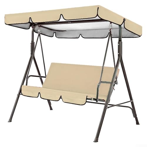 Jonikuper Outdoor Swing Chair Canopy Cover Waterproof Dustproof 190T Oxford Cloth Garden Furniture Protector With Scalloped Edge Reinforced Corner Pockets For Patio Courtyard Lawn(Beige 142x120x18cm) von Jonikuper