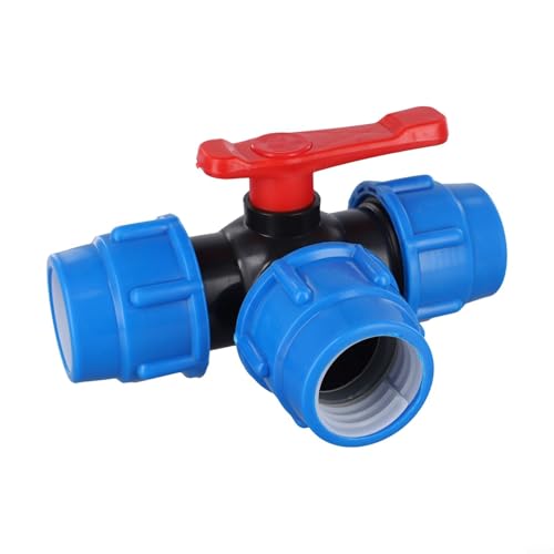Jonikuper PE-Rohr, 3-Wege-Kugelhahn, Gartenschlauch, PE-Anschluss-Splitter, 20/25/32/40/50 mm, Kunststoffventil, einfache Installation, bequeme Wasserkontrolle (50 mm) von Jonikuper