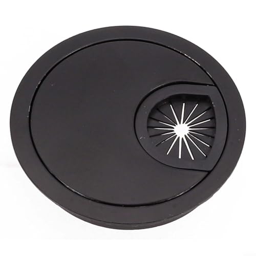Kabelführungstülle für den Schreibtisch mit abnehmbarer Abdeckplatte für einfachen Zugang zu Kabeln (schwarz, 50 mm) von Jonikuper