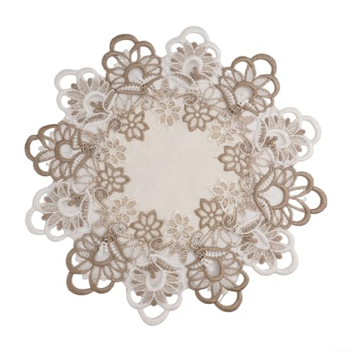 Runde Tischdecke mit Spitze Blumenmuster Bequem und Staubdicht Polyester für Veranstaltungen (S) von Jonikuper