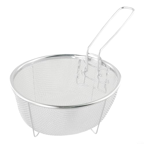 Runder Drahtbratkorb für einfaches Kochen mit abnehmbarem Edelstahlgriff für Lebensmittelsicherheit (20 x 20 cm) von Jonikuper