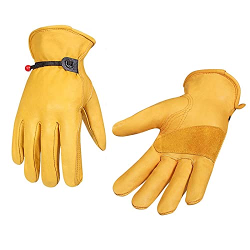 Jonlaki Verhindern Sie das Verrutschen Tragbarer Schutzhandschuhe aus Kunstrindsleder für Gartenarbeit und Reiten (Größe L) von Jonlaki