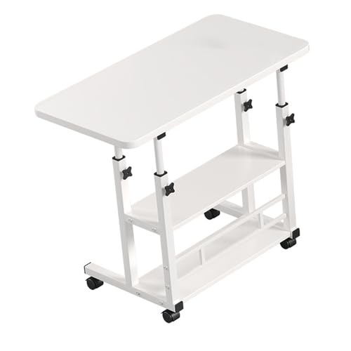 Jonlaki Weißer Nachttisch, 3 -Tier -Nachttisch, Mobiler Laptop -Schreibtisch mit Variabler Höhe des Nachttischs Kleiner Endtisch mit 360 Grad Schwenkrädern Kleine Nachttische für Schlafzimmer Offi von Jonlaki