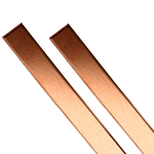 Jonoisax Reine Kupfer-Flachstange 2PCS T2 Cu Rechteckbarmeleinkupferblatt, Dicke 2Mm, Länge 500Mm,15mm von Jonoisax