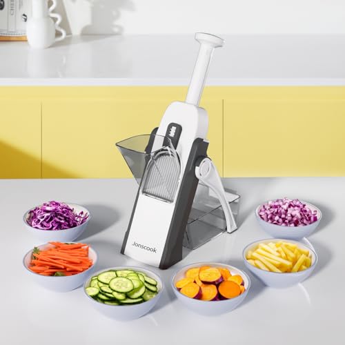 Jonscook Sicherer Gemüseschneider - Multifunktionaler Küchenhelfer Mit Pommes-Frittier-Schneider, Zwiebelschneider, Obstschneider, Würfel, Mandoline - Lebensmittelschneider Jonscook Sicherer Gemüseschneider - Multifunktionaler Küchenhelfer Mit Pommes-Frittier-Schneider, Zwiebelschneider, Obstschneider, Würfel, Mandoline - Lebensmittelschneider von Jonscook