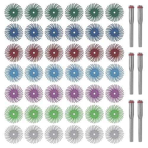 Jooehyer 1/8 "Schaft 42pcs 1" Radial Borders Disc Kit für Rotationswerkzeug, Gemischtes Grit-Schleifpolster-Polierenpolster von Jooehyer