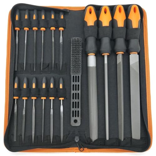 Jooehyer 17PCS-Metalldatei-Set für die Formung Von Metallholz- und Tools 17PCS-Datei mit Carry Case Precision Culned/Halbrund/Rund Large Datei-Nadel-Datei-Set Enthält eine Nadeldatei von Jooehyer