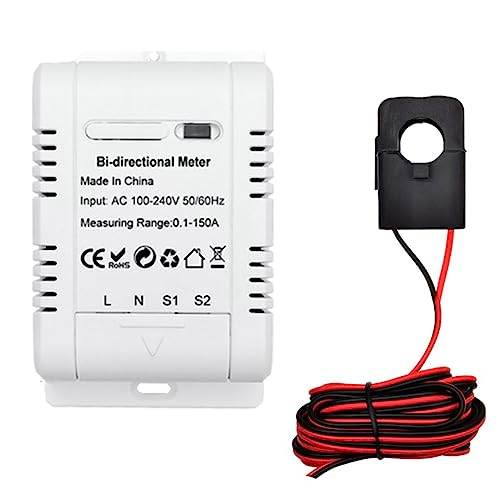 Jooehyer 1Set Tuya Solar PV Bidirektionaler WiFi-Energiezähler mit CT 150A -Wege-Klemmstromsensor, Transformator, App-Überwachung der Leistung, Weißer Kunststoff von Jooehyer