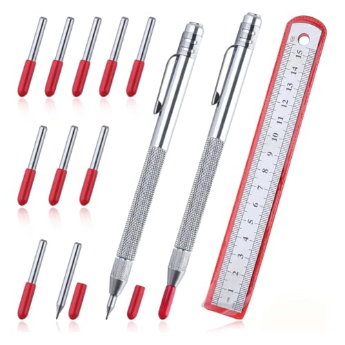 Jooehyer 2 Stück Wolframstahl-Schaber mit Magnet, Austauschbare Spitzen, Graffiti-Werkzeuge für Glas, Metallplatten, Leder von Jooehyer