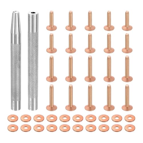 Jooehyer 20Set Kupfernieten und Zwinge Solide Leder Kupfernietbefestigung für Leder DIY Handwerksbedarf von Jooehyer