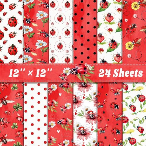 Jooehyer 24 Blätter Doppelseitiges Sammelalbum Papier 12 '' X 12 '' BOWS Muster Dekorative Decoupage Cardstock Ladybug Jooehyer 24 Blätter Doppelseitiges Sammelalbum Papier 12 '' X 12 '' BOWS Muster Dekorative Decoupage Cardstock Ladybug von Jooehyer