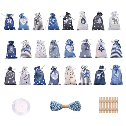 Jooehyer 24 Stück Weihnachts-Adventskalender-, Weihnachts-Countdown-Geschenktüten, Wiederverwendbare Geschenktüten Aus Stoff mit Kordelzug A Jooehyer 24 Stück Weihnachts-Adventskalender-, Weihnachts-Countdown-Geschenktüten, Wiederverwendbare Geschenktüten Aus Stoff mit Kordelzug A von Jooehyer