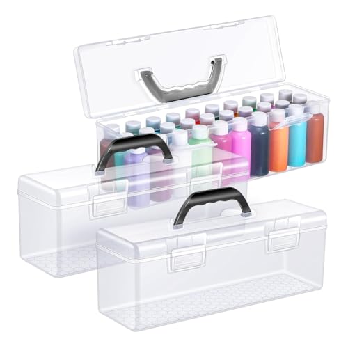 Jooehyer 3 PCs Acrylfarbenspeicherbox 30 Flaschenkapazität Acrylfarbe Speicherbox für 2 Flüssigkeitsunzen Acrylfarbe, Aufbewahrungsbox Extra Großer Kapazität Kunstversorgungsschachtel Schwarz Schwarz von Jooehyer