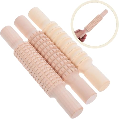 Jooehyer 3 PCs Geprägte Sticks für Kinder Aus Holztextur Schlamm Gepresstes Muster Roller Roller Home Keramik Kit von Jooehyer