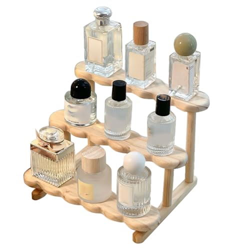 Jooehyer 3-Stufiger Display-?nder, Holzregal f¨¹r Parf¨¹m-Organizer, Parf¨¹m-Display-Regal, Figuren-Vitrine, Lagerregal von Jooehyer