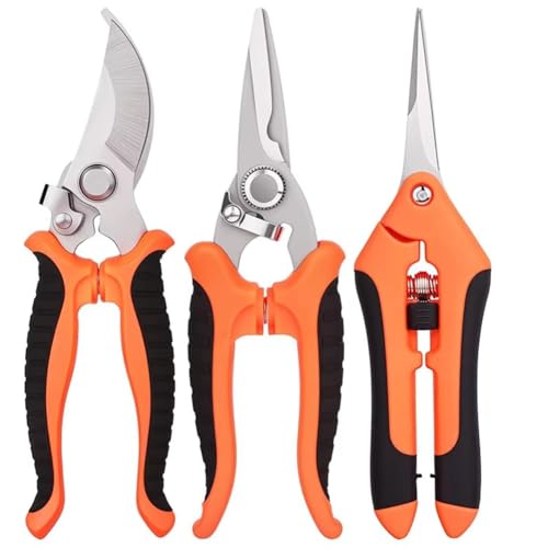 Jooehyer 3-Teiliges Gartenscheren-Set, Gartenschere Aus Edelstahl mit Gebogenen Klingen von Jooehyer