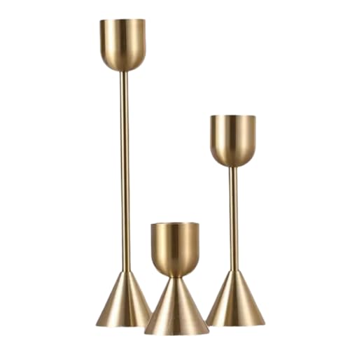Jooehyer 3-Teiliges Set Kerzenständer Aus Metall im Chinesischen Stil, Einfache Goldene Hochzeitsdekoration, Bar, Wohnzimmer, Dekoration für Zuhause von Jooehyer