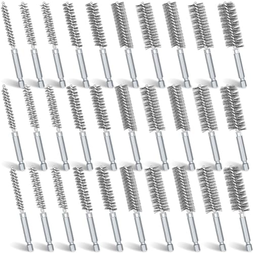 Jooehyer 30 Stcs Bohrungsbürste für Bohrdrahtbohrungen Reinigungsbürste Set für Stromversorgung Impact Dreiber 1/4 Sechskant Shank von Jooehyer
