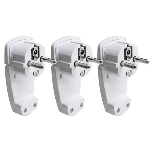 Jooehyer 3Stk Schuko Winkelstecker Flach, Schuko Flachstecker 250V (16A), Schukostecker, Schukostecker Flach, EU Stecker von Jooehyer