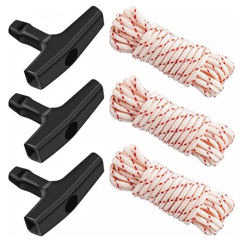 Jooehyer 3er-Pack 10 Fuß X 9/64 (3,5 mm) Zugschnur mit Startergriff, Geflochtene Seile mit Hoher Zugfestigkeit für Rasenmäher von Jooehyer
