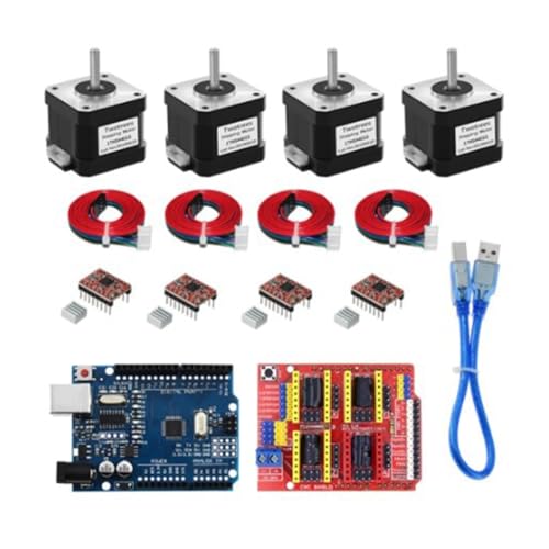 Jooehyer 4-Adriger Nema17-Schrittmotor 17HS4401S + CNC-Shield V3-Graviermaschine + 4-Teiliges A4988-Treiber-Erweiterungsboard 3D-Drucker-Kit von Jooehyer