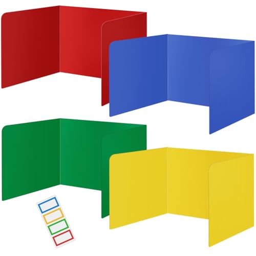 Jooehyer 4er-Pack Farbenfrohe Sichtschutzfolien für Schülertische - Löschbarer Kunststoff - Prüfungsteiler für das Klassenzimmer - Leicht zu Reinigen Jooehyer 4er-Pack Farbenfrohe Sichtschutzfolien für Schülertische - Löschbarer Kunststoff - Prüfungsteiler für das Klassenzimmer - Leicht zu Reinigen von Jooehyer
