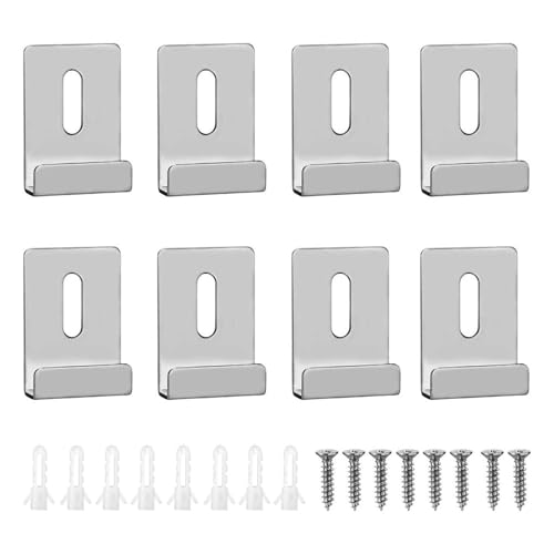 Jooehyer 8-Teiliges Spiegelklammern-Set Zur Wandmontage, Silberne Metallrahmenlose Breite Kanal-Spiegelhalteklammern Jooehyer 8-Teiliges Spiegelklammern-Set Zur Wandmontage, Silberne Metallrahmenlose Breite Kanal-Spiegelhalteklammern von Jooehyer
