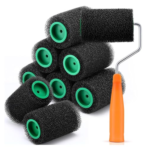 Jooehyer 9-Teiliges Strukturfarbroller-Set, 4-Ladeflächen-Rollenabdeckungen mit Rahmen für -Beschichtungen und Rutschfeste Oberflächen von Jooehyer