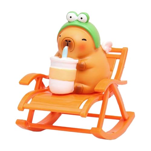 Jooehyer Capybara-Desktop-Dekoration, Capybara-Figur, Schaukelstuhl-, Simulation, Capybara-Schaukelstuhl-Modell, Miniatur, 1 Stück von Jooehyer