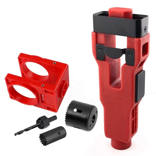 Jooehyer Für 1-3/4 "oder 1-3/8" Dicke Holztür-Kompatible Türverriegelungswerkzeug-Installations-Kit mit Säge für Türschlossloch Rot von Jooehyer