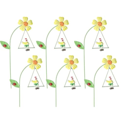 Jooehyer -Gartenblumen, 6 Stück, Dekorative Pflanzenstäbe Aus, 10,6, Dekorative Gartenstäbe mit Niedlichen Tieren auf Schaukeln C von Jooehyer