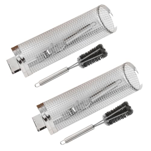 Jooehyer Grillkäfig mit, Grill, Rollendes Grillfass Aus Edelstahl, Grillnetz, Geräucherter Grill, Runder Grillkorb von Jooehyer