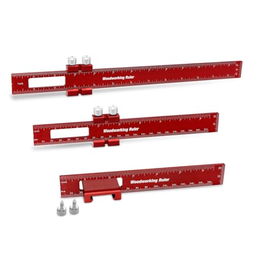 Jooehyer Holzbearbeitung Präzisions-Taschenlineal, Schreinermarkierrahmen mit Aluminiumschieberlineal, Metrisches -Holzbearbeitungs-Schreiberlineal, T-Förmiges Schreiblineal, Layout-Werkzeug von Jooehyer