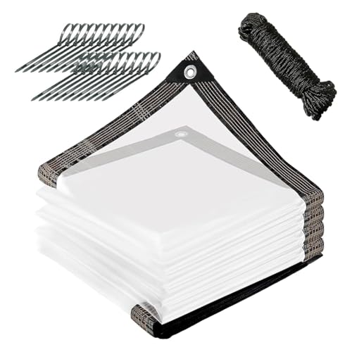 Jooehyer Klare Plane mit Tarpsen 10x12 Ft, Schwere Wasserdichte, Klare Kunststoff -Planen -Verstärktekante von Jooehyer