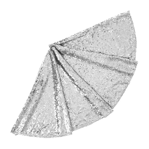 Jooehyer Kleiner Weihnachtsbaumrock, 91,4 cm, Pailletten-Baumrock für Den Weihnachtsbaum, Funkelnde Weihnachtsbaummatte für Weihnachtsdekorationen, Silber von Jooehyer