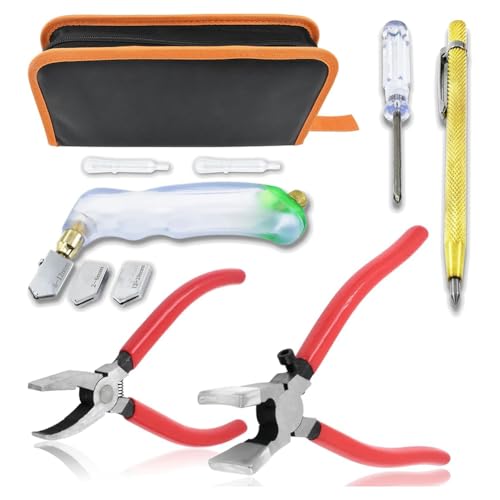 Jooehyer Kurve Jaw Glass Running Tange & Breaker Grozer, Bleistiftstil Ölfuttermittel- 10pcs Heavy-Duty-Glas-Schneidwerkzeug Kit Kit von Jooehyer