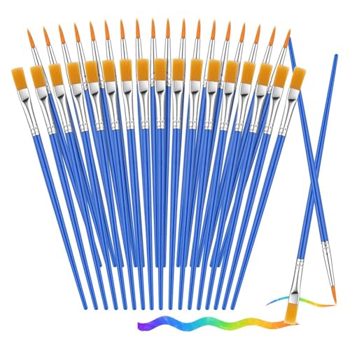 Jooehyer Pinsel Großpackung 88 Stück Nylonhaarpinsel, Flachspitzen-Rundpinsel für Acrylfarben oder Kindererwachsene Acryl- und Ölpinsel von Jooehyer