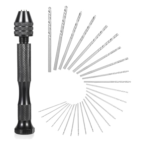 Jooehyer Rotary Crafts Micro Bohrer Bit Set (0,5 mm 2,5 Mm), 26 Stcs Handbuch Schmuck mit Pin-Schrank-Handbohrer von Jooehyer