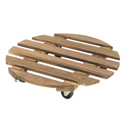 Jooehyer Runder Universal-Blumentopf mit Rädern, Holzständer, Blumentopf-Untersatz mit Rädern Ermöglicht das Einfache Bewegen der Topfpflanzen,A von Jooehyer