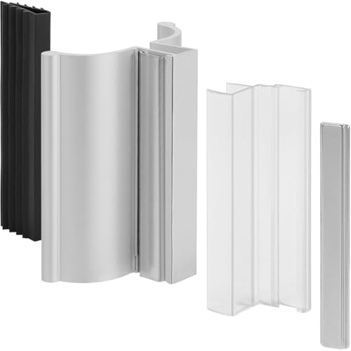 Jooehyer U-Channel mit Magnet 3 "Chrom Retteless Duschtürgriff mit Metallstreik für Rahmen und Rahmenlose Duschtür für 1/8" 5/32 "3/16" und 1/4 "Dicke Schwungglasduschtüren von Jooehyer