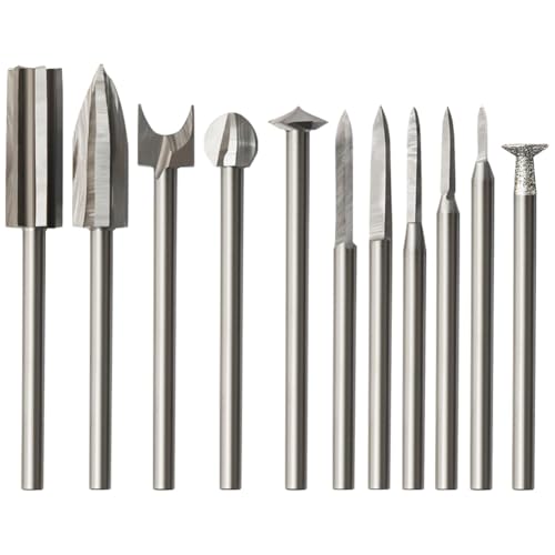 Jooehyer Wood Carving Drill Bits Set 11Pcs Gravierfrässtifte Set Schleifen Holzbearbeitungswerkzeug mit 1/8” Schaft für DIY von Jooehyer