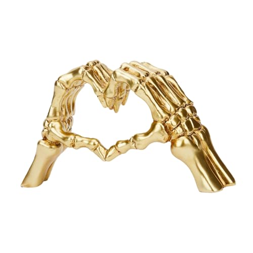 Jooehyer für Wohnzimmer, Schlafzimmer, Bücherregal, Couchtisch, Skulptur Aus Kunstharz mit Herzhänden, Horrorfinger, Wohnakzente Gold von Jooehyer