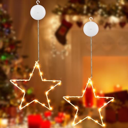 Joomer 2 Stück LED Sterne Weihnachtsbeleuchtung, 8 Modi Fenster Deko Lichterkette Batteriebetrieben Timer mit Saugnäpfe, 20 LED Weihnachtsstern Innen für Balkon Hochzeit Party, Warmweiß Joomer 2 Stück LED Sterne Weihnachtsbeleuchtung, 8 Modi Fenster Deko Lichterkette Batteriebetrieben Timer mit Saugnäpfe, 20 LED Weihnachtsstern Innen für Balkon Hochzeit Party, Warmweiß von Joomer