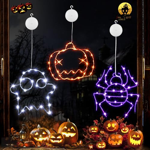 Joomer Fensterdeko Halloween Outdoor 3 Stück Fensterlichter Batteriebetriebene Orange Kürbisse Lila Spinne Weiß Geister 8 Modi Timer Halloween Lichterkette für Innen Tür Haus Balkon Party Joomer Fensterdeko Halloween Outdoor 3 Stück Fensterlichter Batteriebetriebene Orange Kürbisse Lila Spinne Weiß Geister 8 Modi Timer Halloween Lichterkette für Innen Tür Haus Balkon Party von Joomer