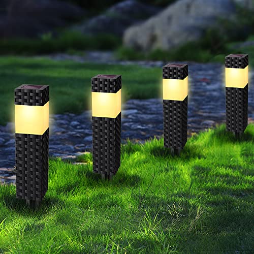 Joomer Solarlampen für Außen 8 Stück Solarleuchten Garten Außenleuchte Wasserdichte Warmweiß Quadrat Wegbeleuchtung Solar Gartenleuchte Auto Ein/Aus für Patio Rasen Terrasse Fahrstraßen von Joomer