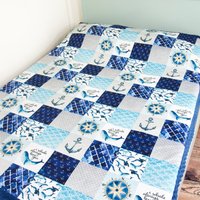 Minky Decke | Maritimer Wal Patchwork Blau 6 Größen Baby, Kind, Teen, Erwachsene von JoomookieMinky