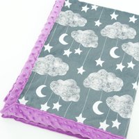 Minky Decke | Mond Sterne Wolken Grau 6 Größen Baby, Kind, Teen, Erwachsene von JoomookieMinky