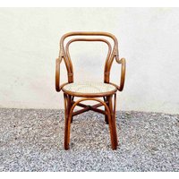 Mid Century Modern Bambus Stuhl/Vintage Rattan Boho Möbel Esszimmerstuhl Korbmöbel Stil Italien 1970Er Jahre von Jooovanka